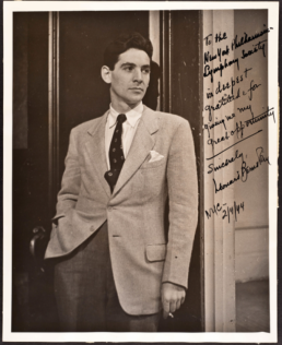 Leonard Bernstein photo with inscription following debut