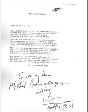 1989 Letter to the NY Phil musicians