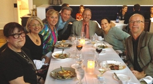Distinguished Trainers Susan Stauter, Ann Ott-Cooper, Master Trainer Pam Perkins, Executive Director Patrick Bolek, Artful Learning President - Alexander Bernstein, Distinguished Trainer Jo Ann Isken, and Master Trainer Bob Davis enjoying dinner in Napa, California during the 2014 Summer Session.