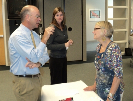 Dr. Davis with Distinguished Trainer Ann Ott-Cooper (right) former Wright Elementary School principal and Artful Learning Trainer (center) Lindsey Cornwell during professional learning in Iowa.